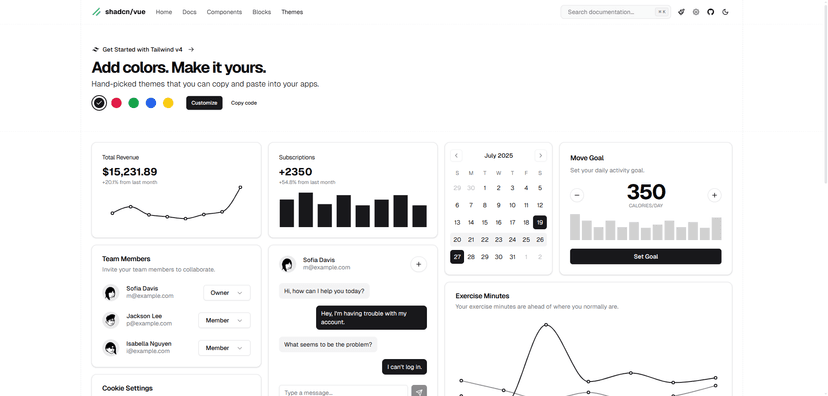 Shadcn Vue website screenshot
